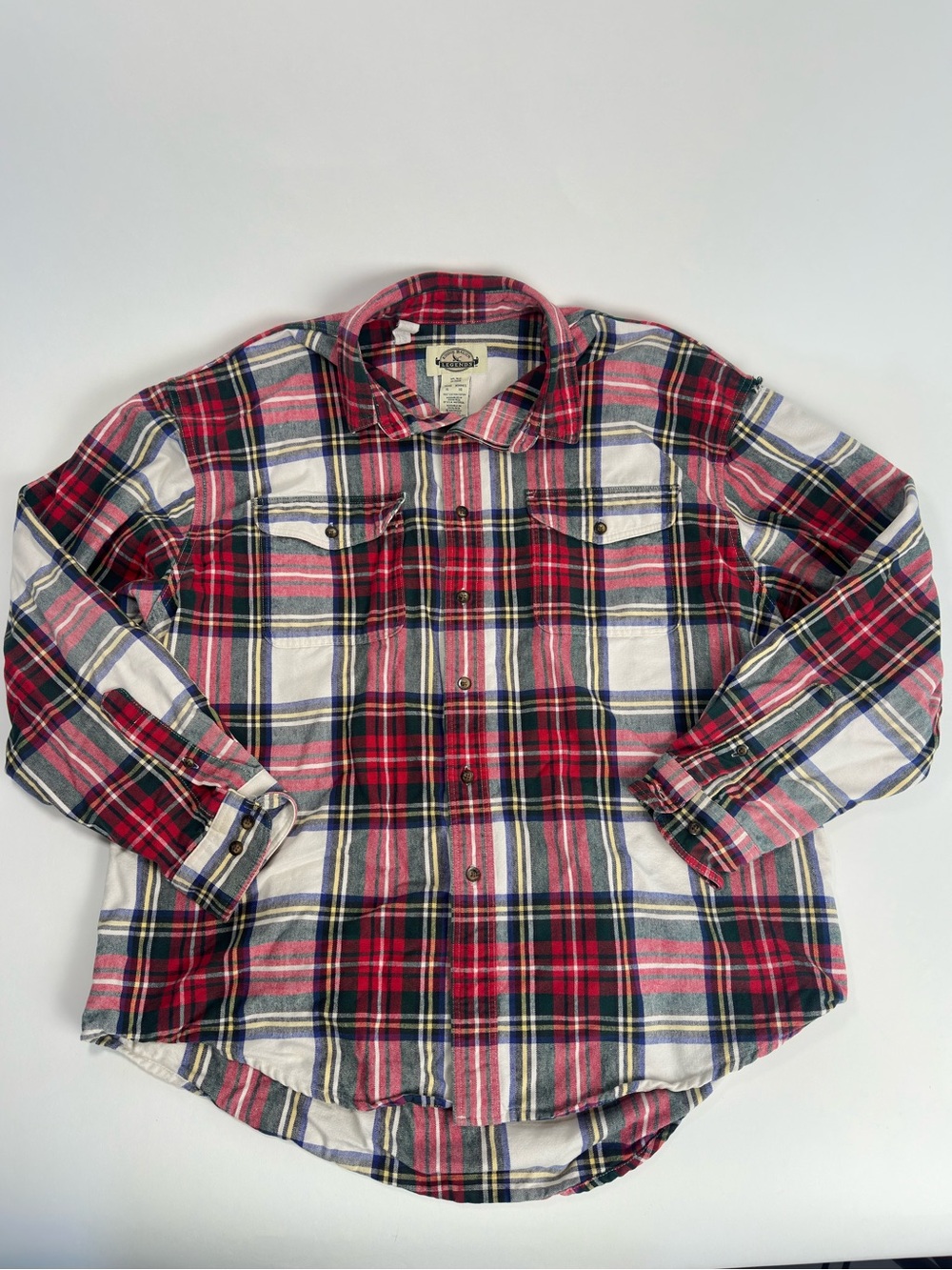 Vintage Eddie Bauer Red and White Plaid Button-Down Shirt
